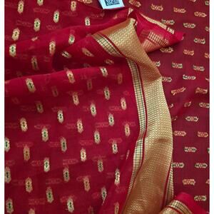 Rama Red, Gold, and Green Saree 100% Polyester Made in Indonesia